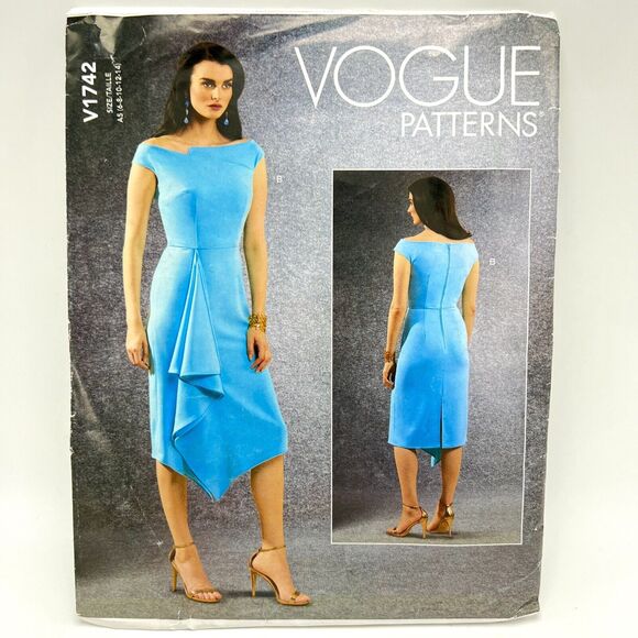 Vogue Sewing Pattern V1742 A5 Fitted Asymmetric Front Formal Dress 6 8 10 12 14 - Picture 1 of 7